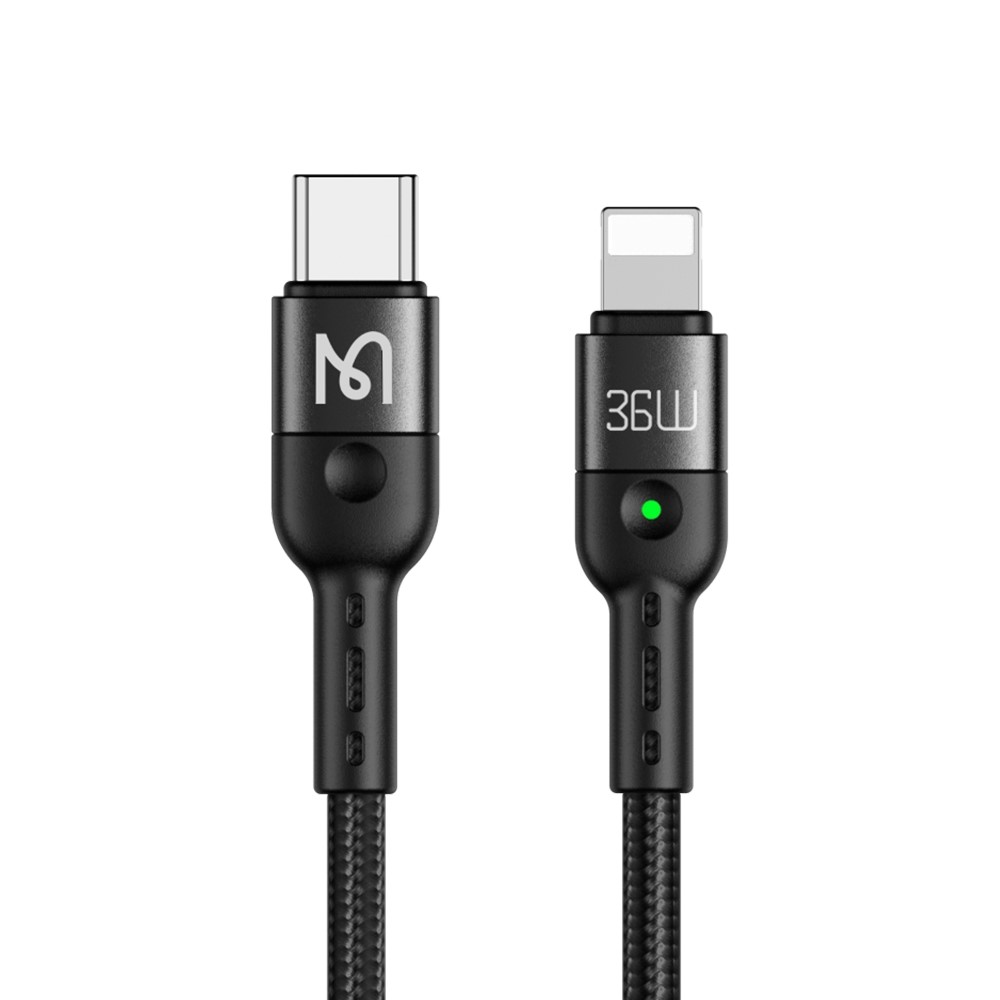 Mcdodo 36W PD USB-C - Lightning Flexibel Nylonkabel Svart