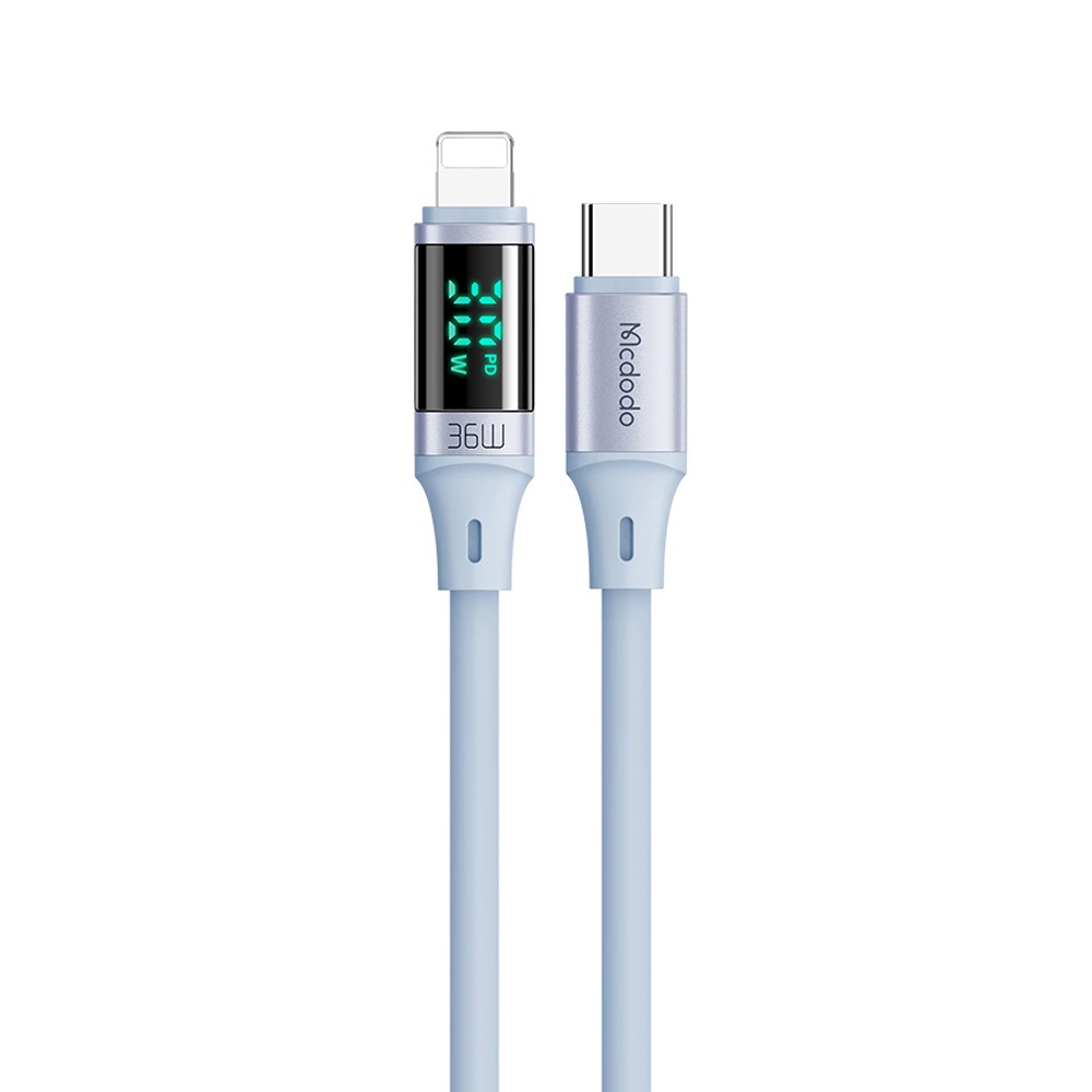 Mcdodo 36W 1.2m PD USB-C - Lightning LED Silikon Kabel Bl