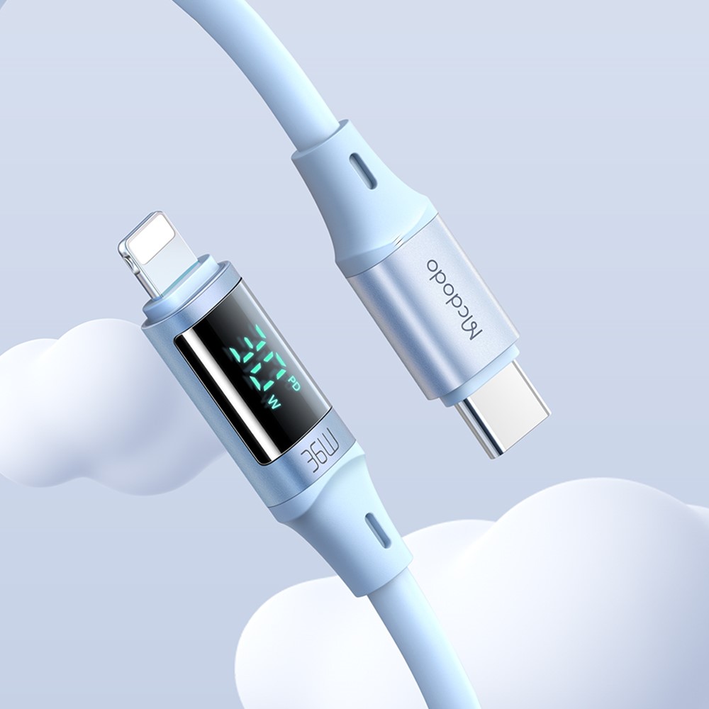 Mcdodo 36W 1.2m PD USB-C - Lightning LED Silikon Kabel Rosa
