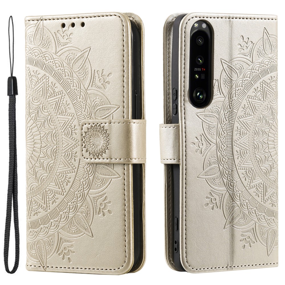 Sony Xperia 1 V Fodral Mandala Lder Guld