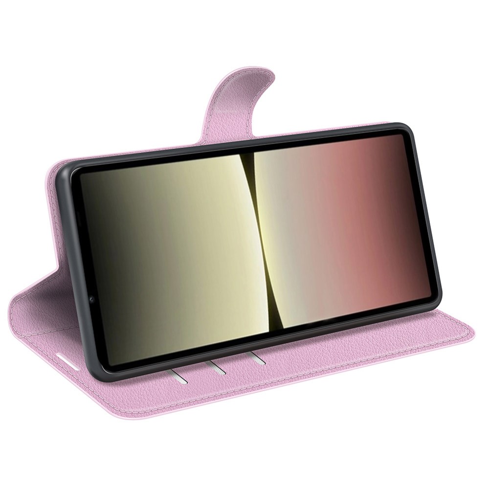 Sony Xperia 10 V Litchi Plnboksfodral Ljus Rosa