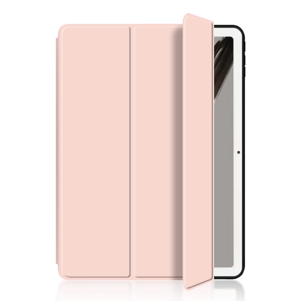 Google Pixel Tablet Fodral Tri-Fold Lder Ljus Rosa