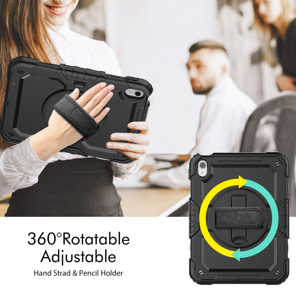 iPad 10.9 2022 Fodral 360° Hybrid Shockproof Kickstand Svart