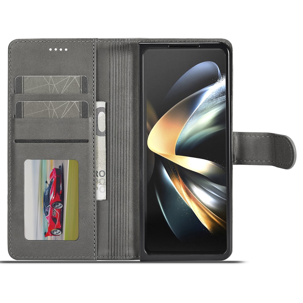 LC.IMEEKE Galaxy Z Fold 5 Fodral Läder Grå