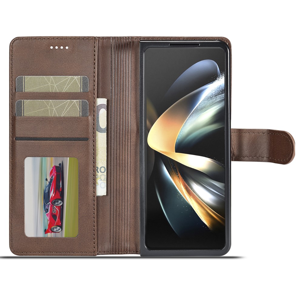 LC.IMEEKE Galaxy Z Fold 5 Fodral Läder Brun