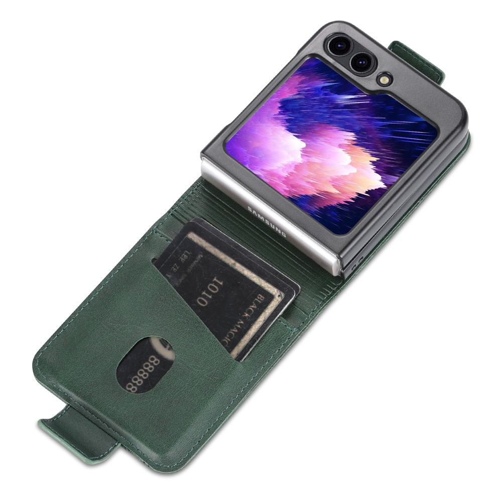 AZNS Galaxy Z Flip 5 Fodral Läder Grön