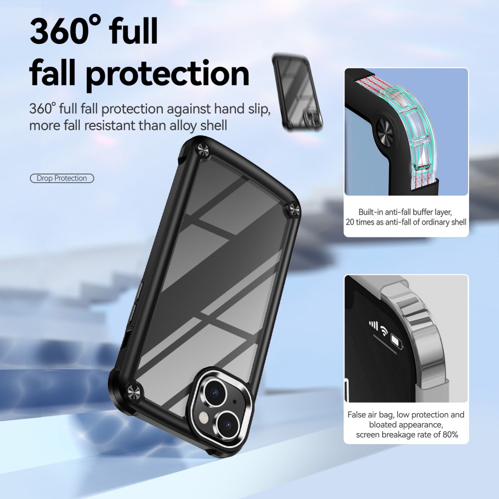 iPhone 15 Plus Skal Shockproof Hybrid Armor Svart