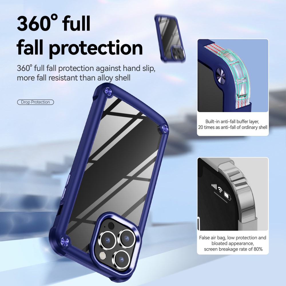 iPhone 15 Pro Skal Shockproof Hybrid Armor Blå