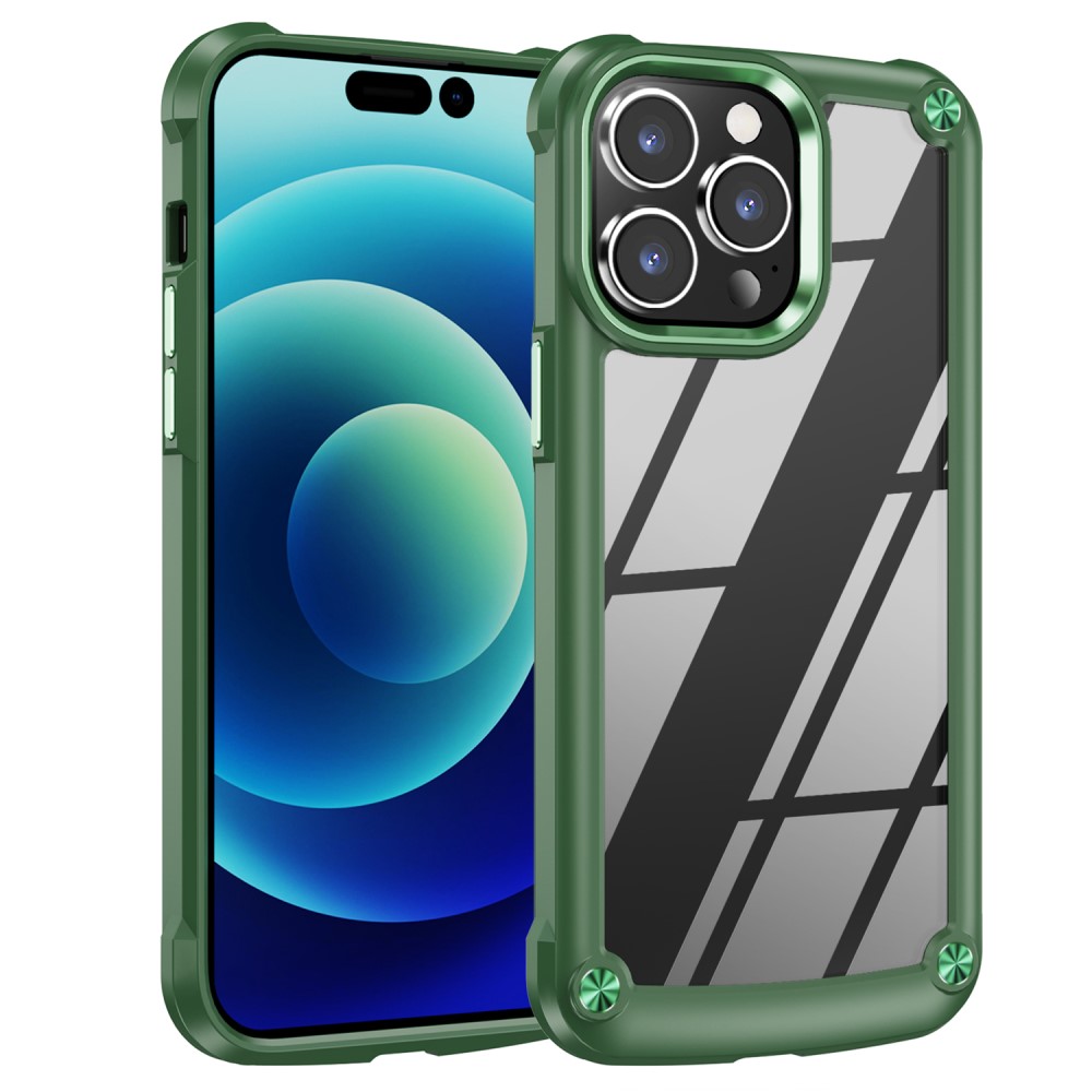 iPhone 15 Pro Skal Shockproof Hybrid Armor Grön