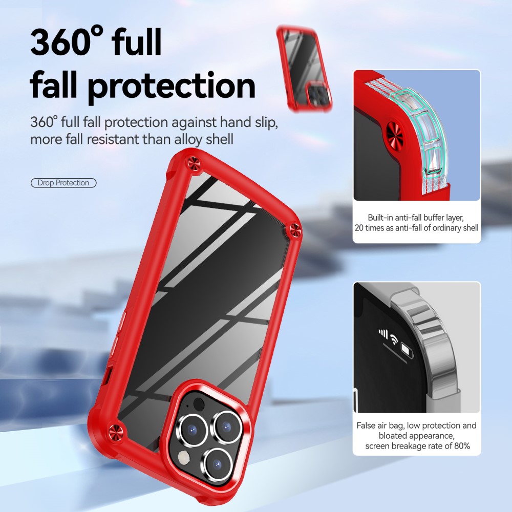 iPhone 15 Pro Max Skal Shockproof Hybrid Armor Röd