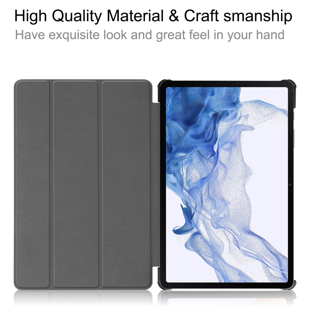 Samsung Galaxy Tab S9 Fodral Tri-Fold Lder Svartgrn