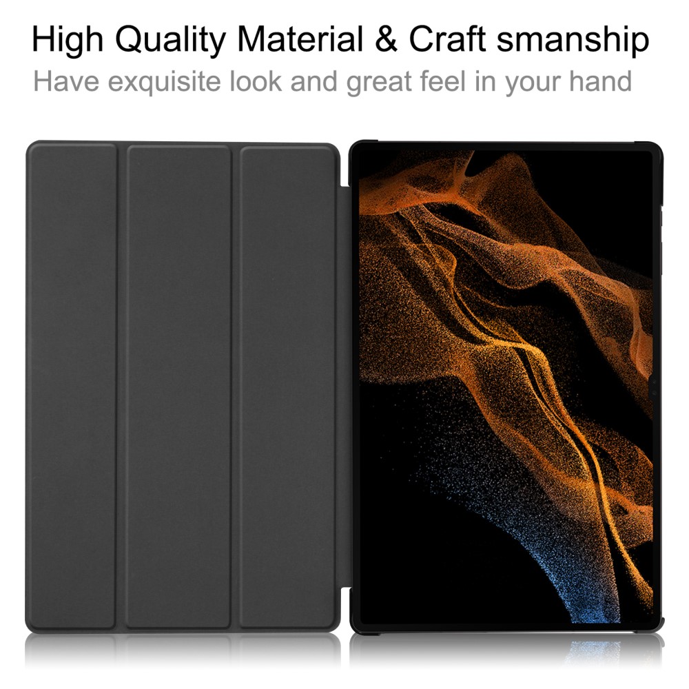 Samsung Galaxy Tab S9 Ultra Fodral Tri-Fold Lder Svart