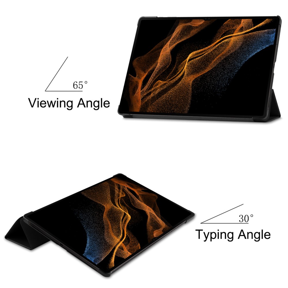 Samsung Galaxy Tab S9 Ultra Fodral Tri-Fold Lder Svart