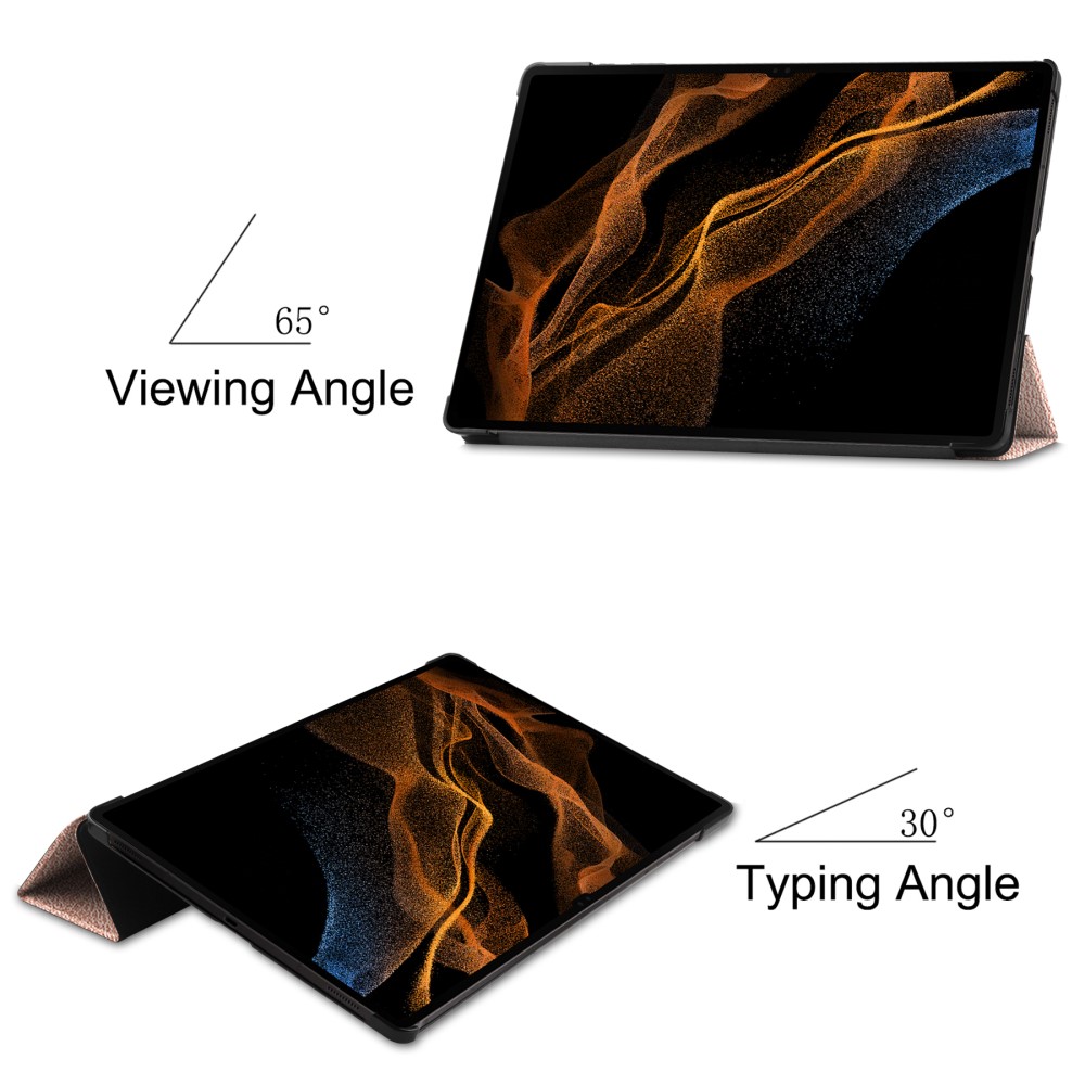 Samsung Galaxy Tab S9 Ultra Fodral Tri-Fold Lder Rosguld