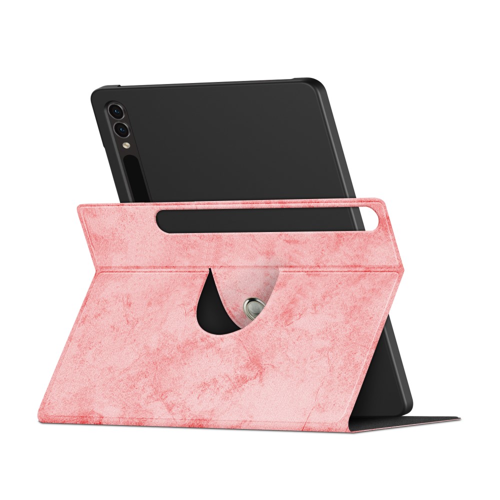 Galaxy Tab S9 Fodral Lder 360 Rotation Rosa