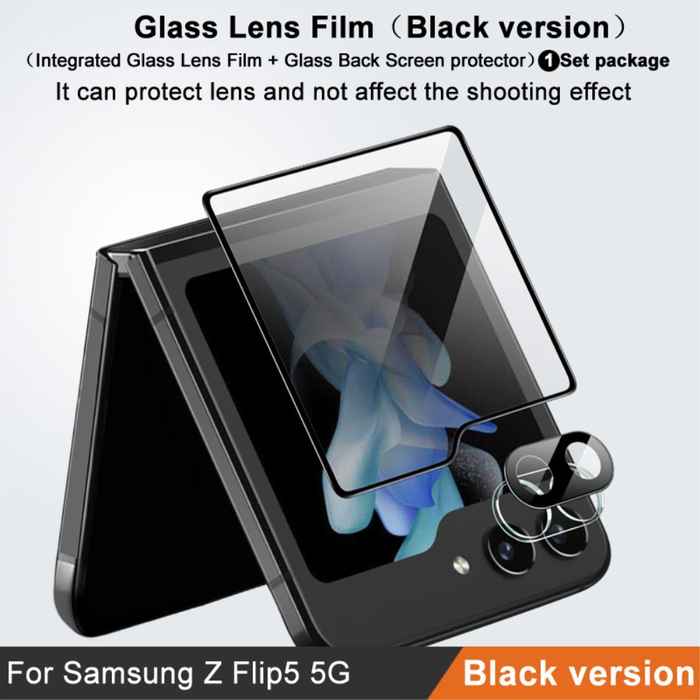 IMAK Galaxy Z Flip 5 Skrmskydd/Linsskydd Hrdat Glas Svart