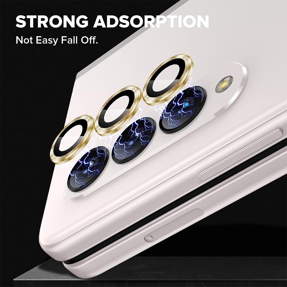 ENKAY Galaxy Z Fold 5 Linsskydd Aluminium Hrdat Glas Silver