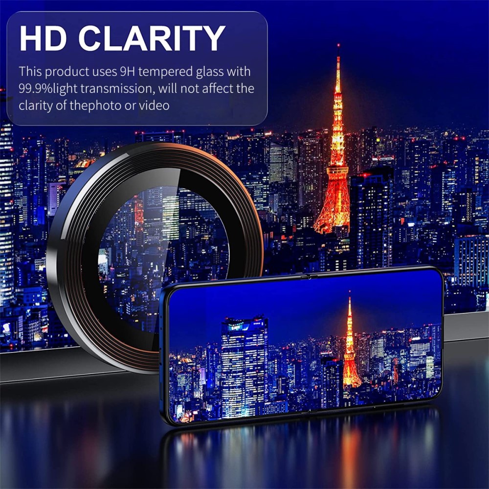 ENKAY Galaxy Z Flip 5 Linsskydd Aluminium Hrdat Glas Svart