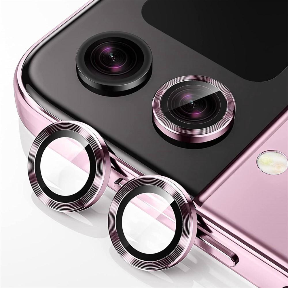 ENKAY Galaxy Z Flip 5 Linsskydd Aluminium Härdat Glas Rosa