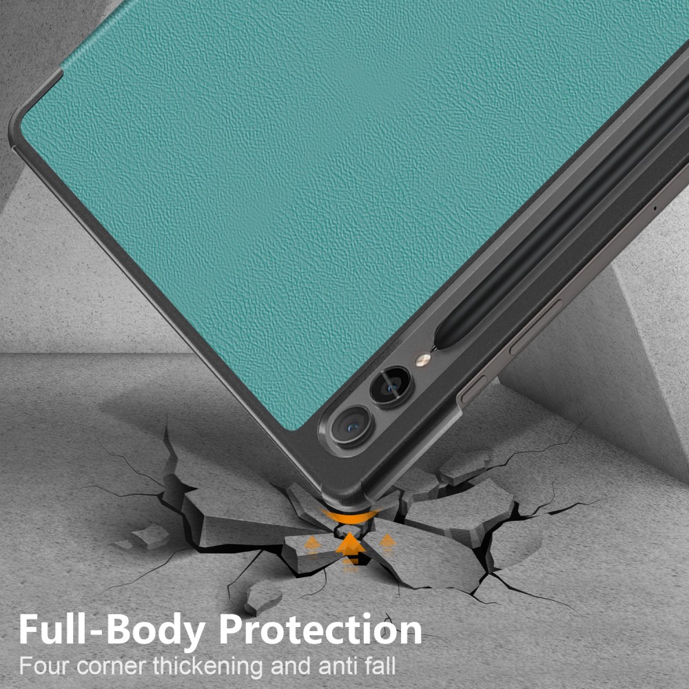 Samsung Galaxy Tab S9 Plus Fodral Lder Svartgrn