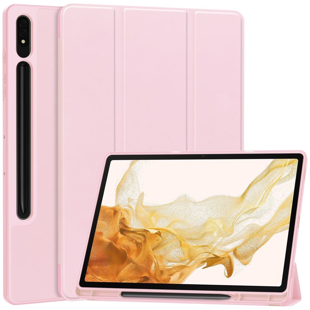 Samsung Galaxy Tab S9 Plus Fodral Tri-Fold Pennhållare Rosa