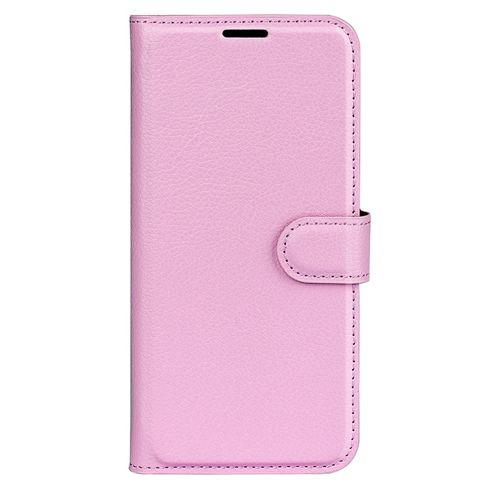 iPhone 15 Fodral Litchi Textur Ljus Rosa