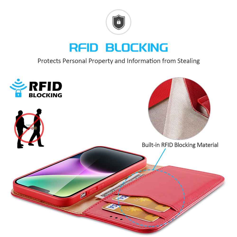 DUX DUCIS iPhone 15 Fodral Hivo RFID Läder Röd