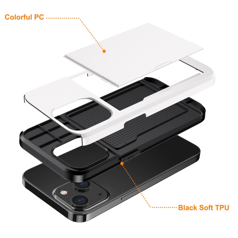 iPhone 15 Skal Hybrid Med Kortfack Vit