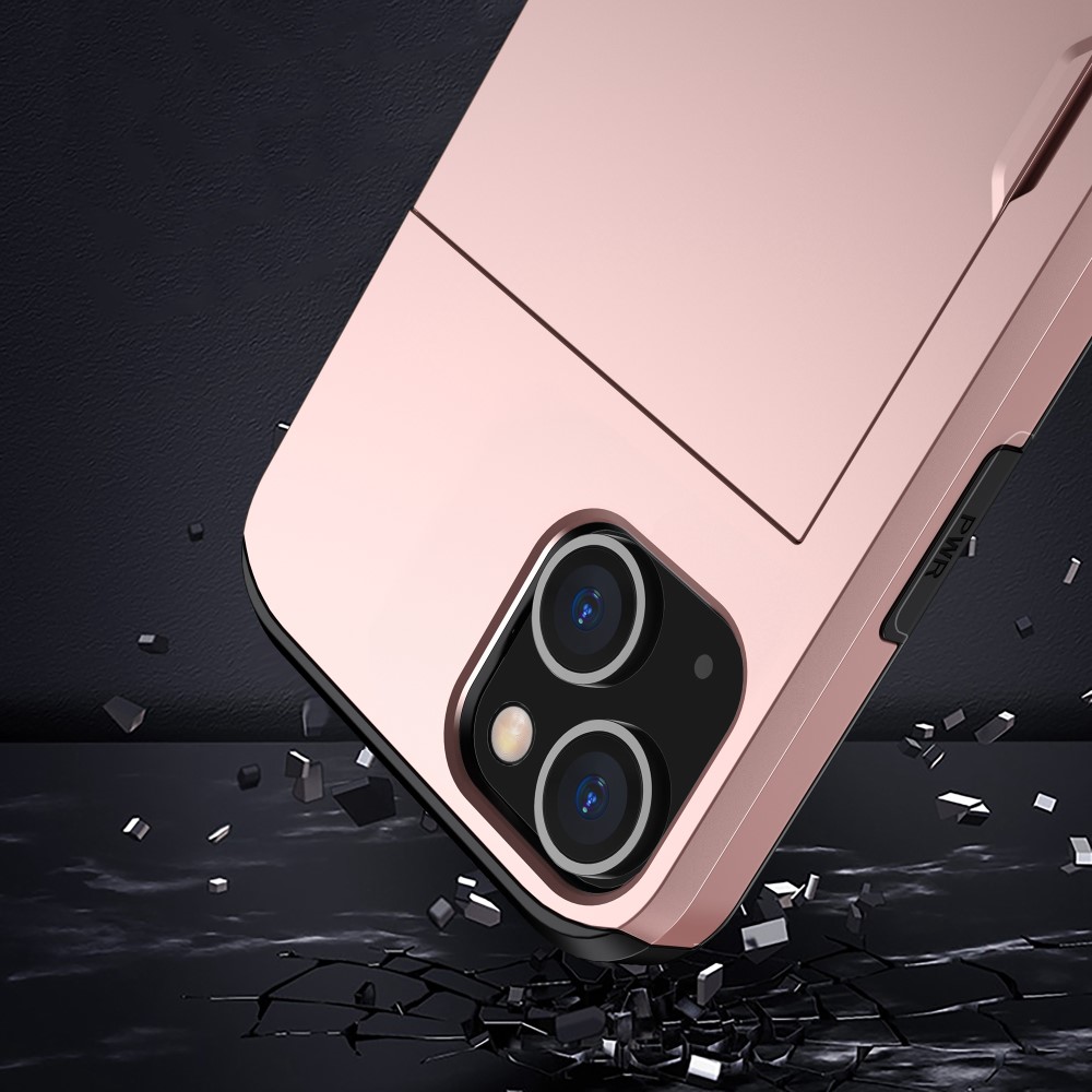 iPhone 15 Skal Hybrid Med Kortfack Roséguld