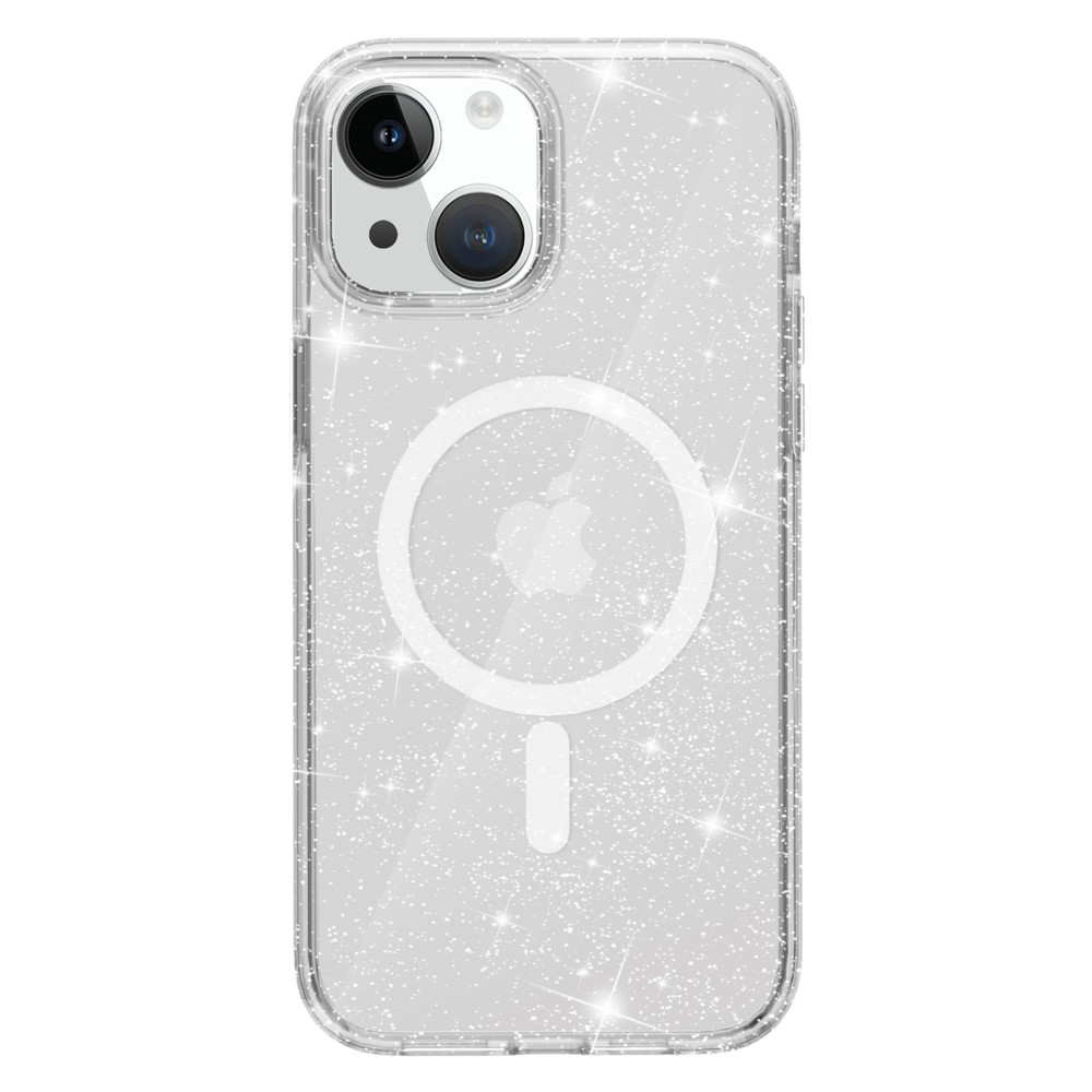 iPhone 15 Skal MagSafe Hybrid Glitter Vit