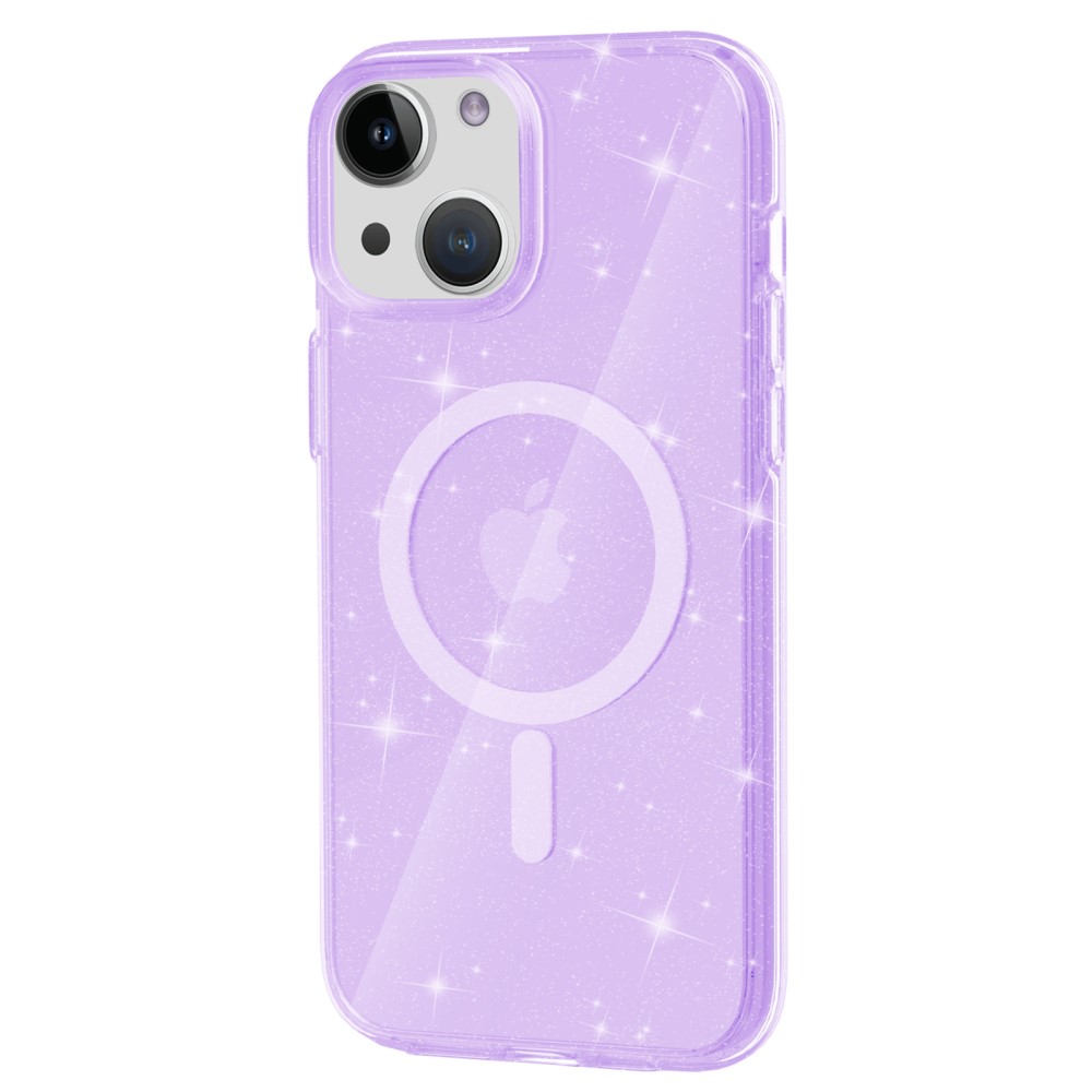 iPhone 15 Skal MagSafe Hybrid Glitter Lila