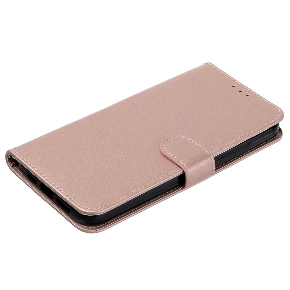 iPhone 15 Fodral Solid Läder Med Snodd Roséguld