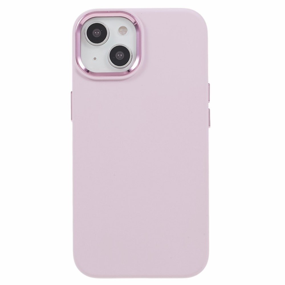 iPhone 15 Skal Liquid Silikon AluLens Rosa