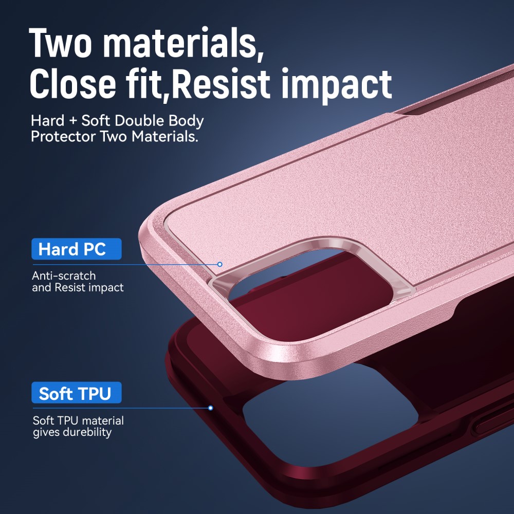 iPhone 15 Skal Hybrid Tough Armor Rosa
