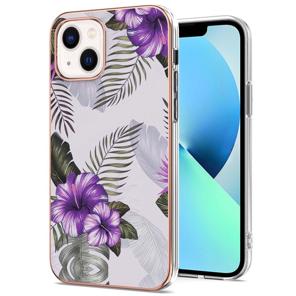 iPhone 15 Skal Marmor Lila Blommor