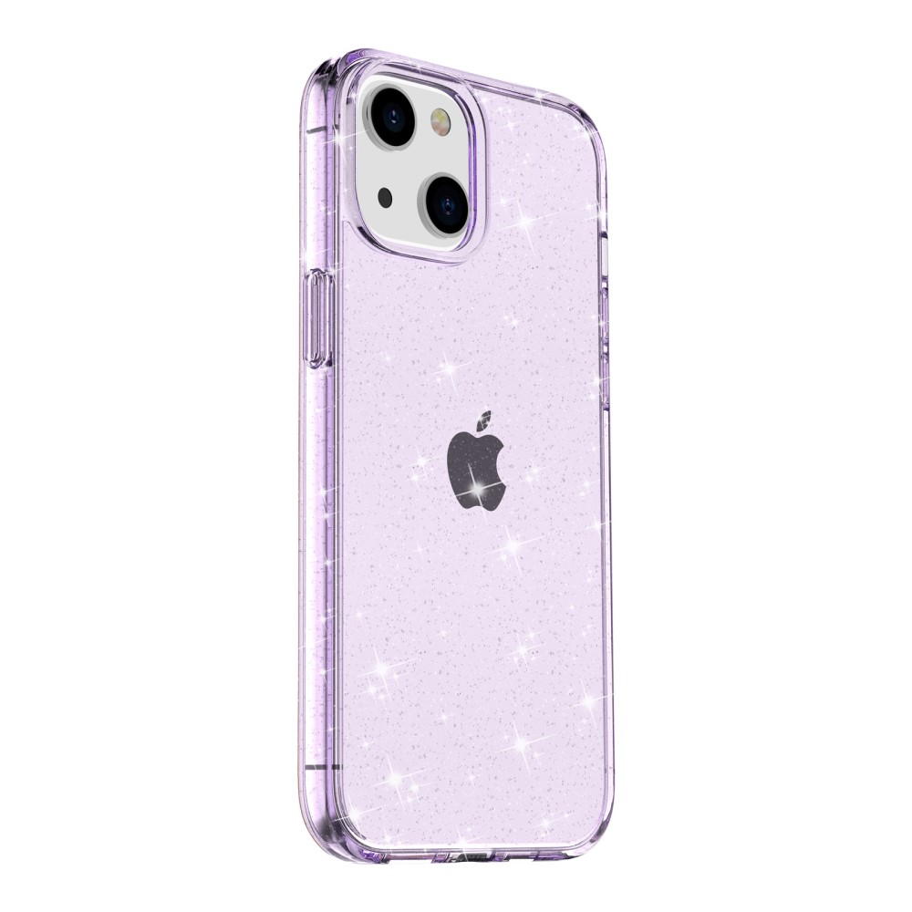 iPhone 15 Plus Skal Hybrid Glitter Lila