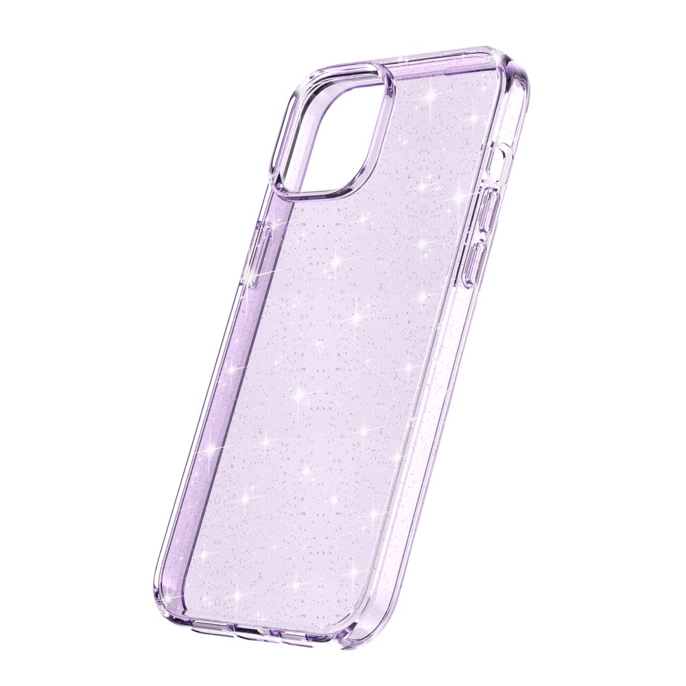 iPhone 15 Plus Skal Hybrid Glitter Lila