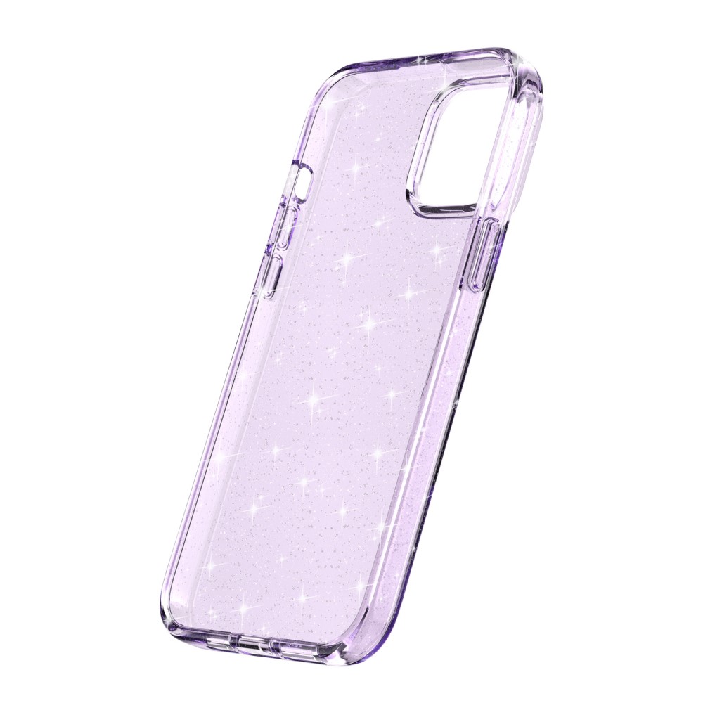 iPhone 15 Plus Skal Hybrid Glitter Lila