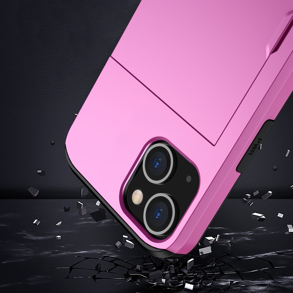 iPhone 15 Plus Skal Hybrid Med Kortfack Rosa