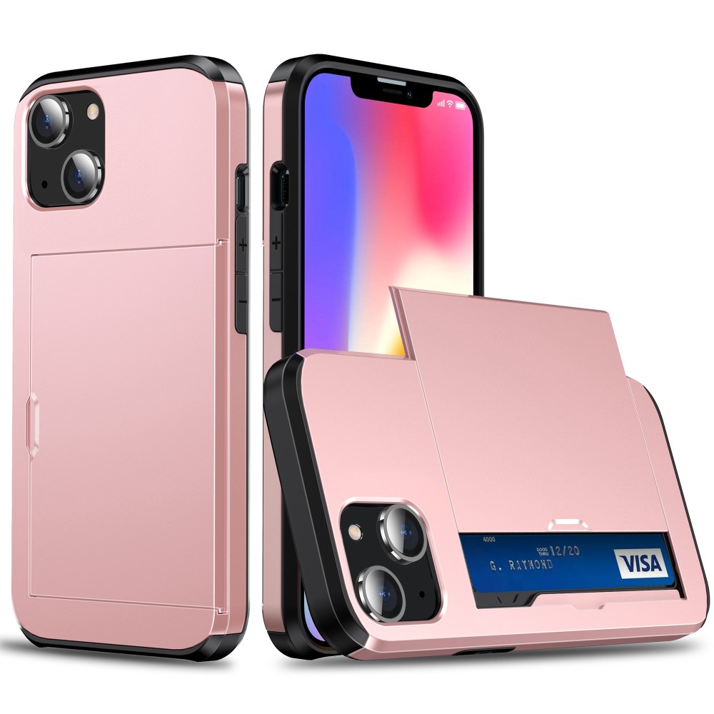 iPhone 15 Plus Skal Hybrid Med Kortfack Roséguld