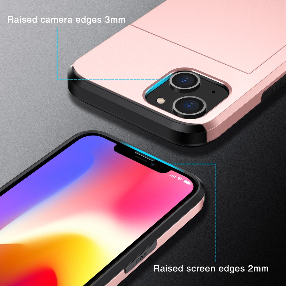 iPhone 15 Plus Skal Hybrid Med Kortfack Roséguld