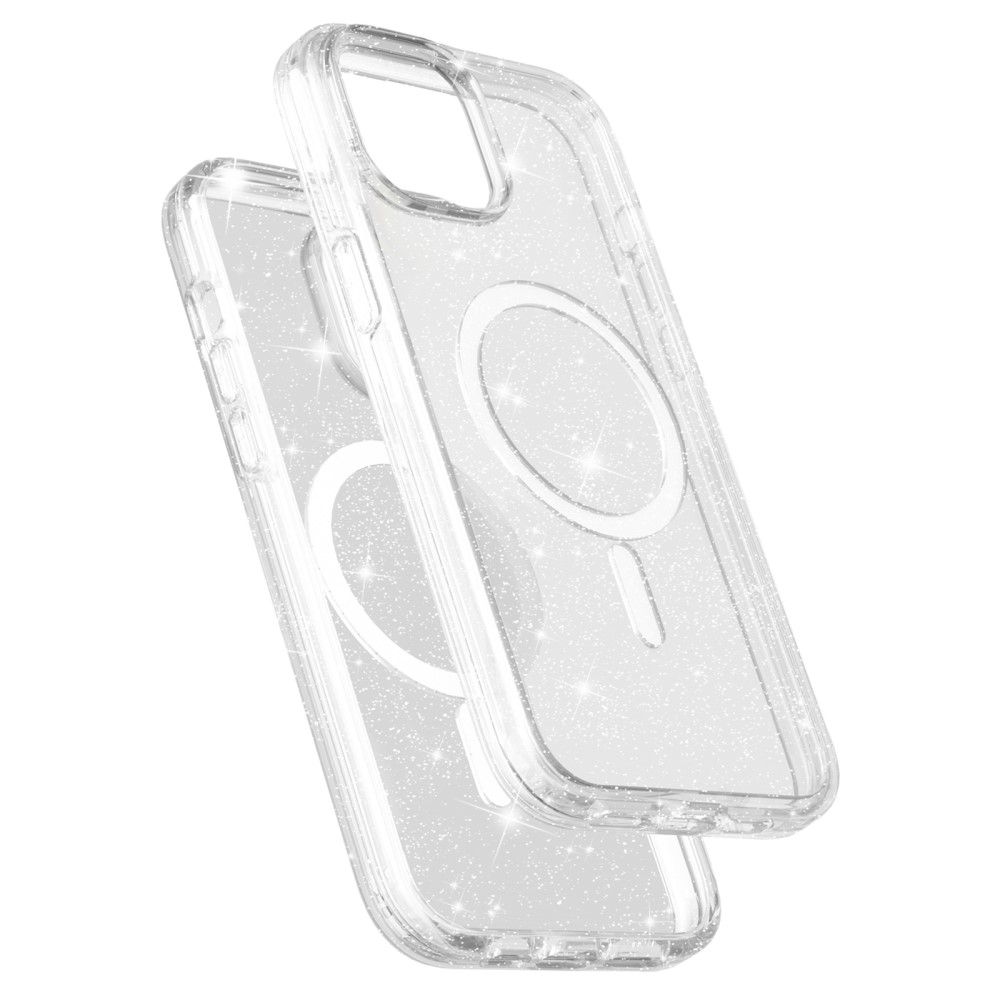 iPhone 15 Plus Skal MagSafe Hybrid Glitter Vit