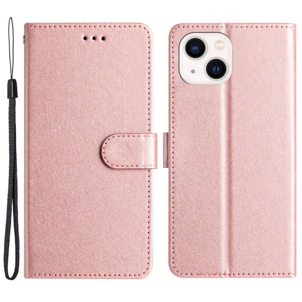 iPhone 15 Plus Fodral Silk Textur Med Snodd Roséguld