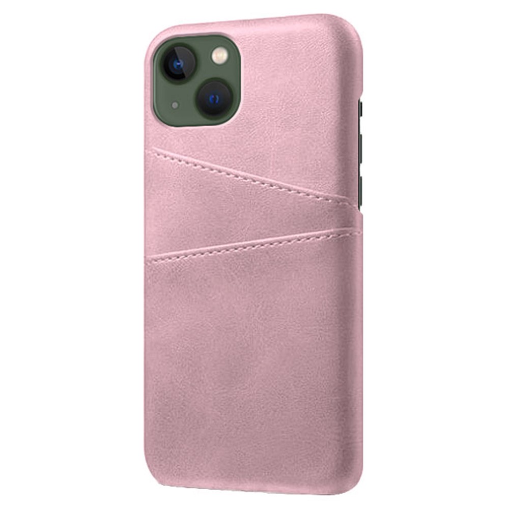 iPhone 15 Plus Skal Läder Med 2 Kortfack Roséguld