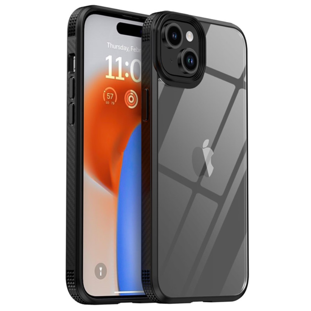 IPAKY iPhone 15 Plus Skal Hybrid Kolfiber Anti-Slip Svart