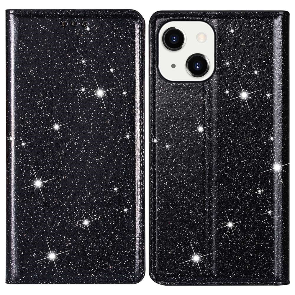 iPhone 15 Plus Fodral Flip Glitter Svart