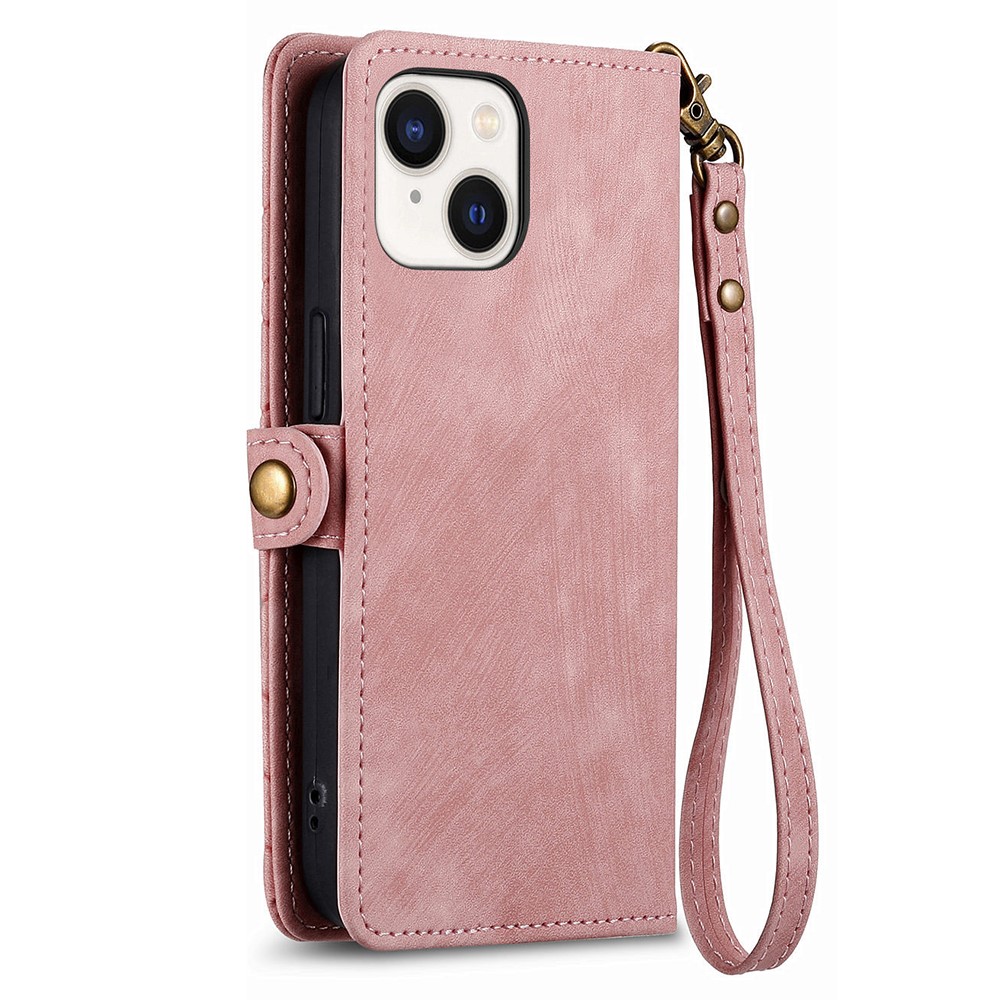 iPhone 15 Plus Fodral Geometri Med Snodd Rosa