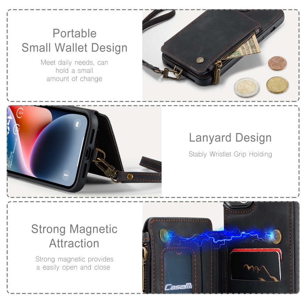 CASEME iPhone 15 Plus Skal RFID Med Plnbok Svart