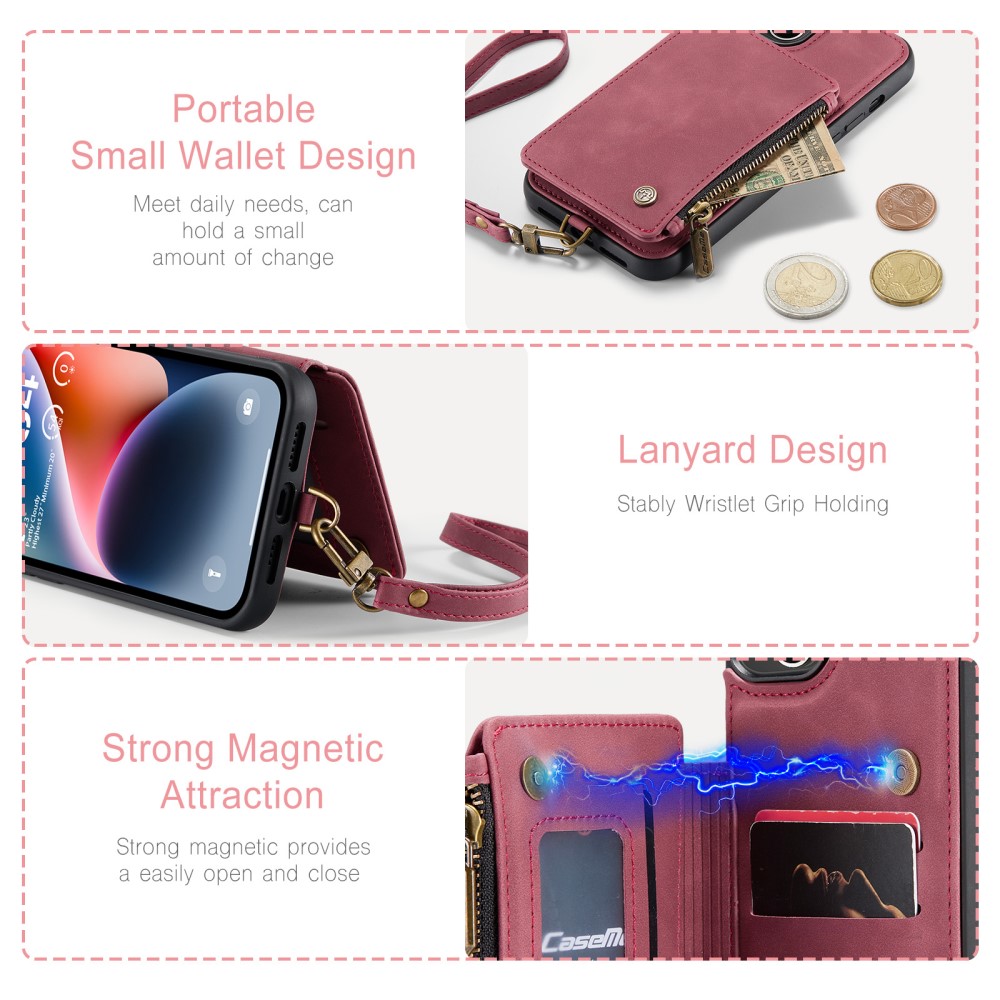 CASEME iPhone 15 Plus Skal RFID Med Plnbok Vinrd
