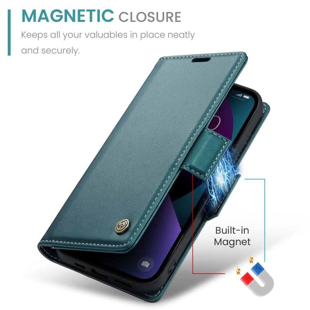CASEME iPhone 15 Plus Fodral Lder RFID Grn
